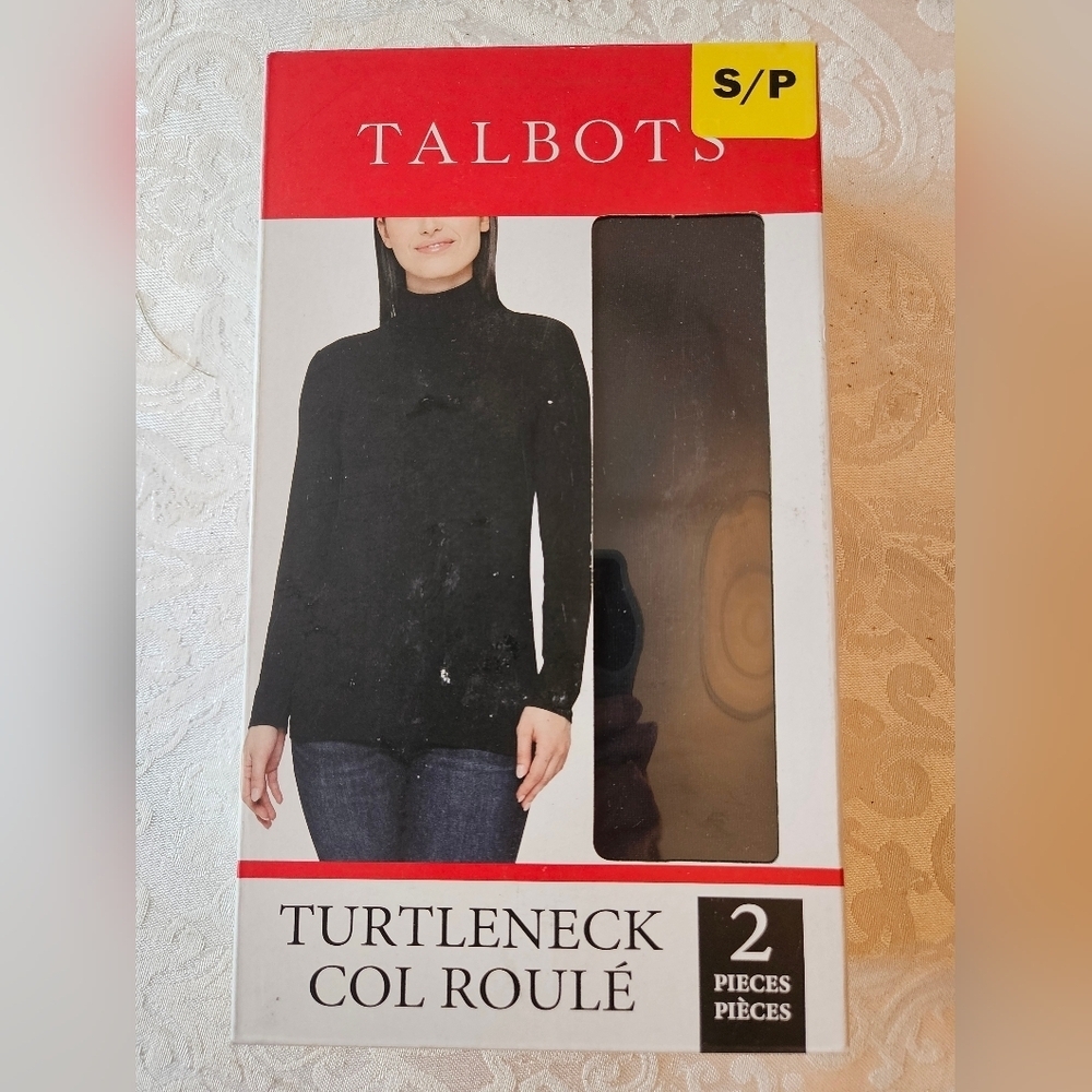 Talbots Classic Black Turtleneck Sweaters, Box of 2, Size Small, New in Box